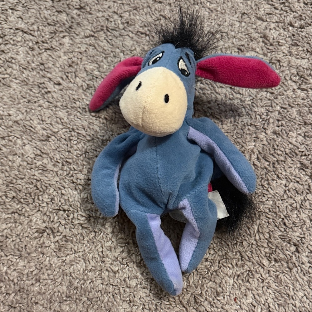 Disney Eeyore Plush - Blue with Pink Ear Accents vintage